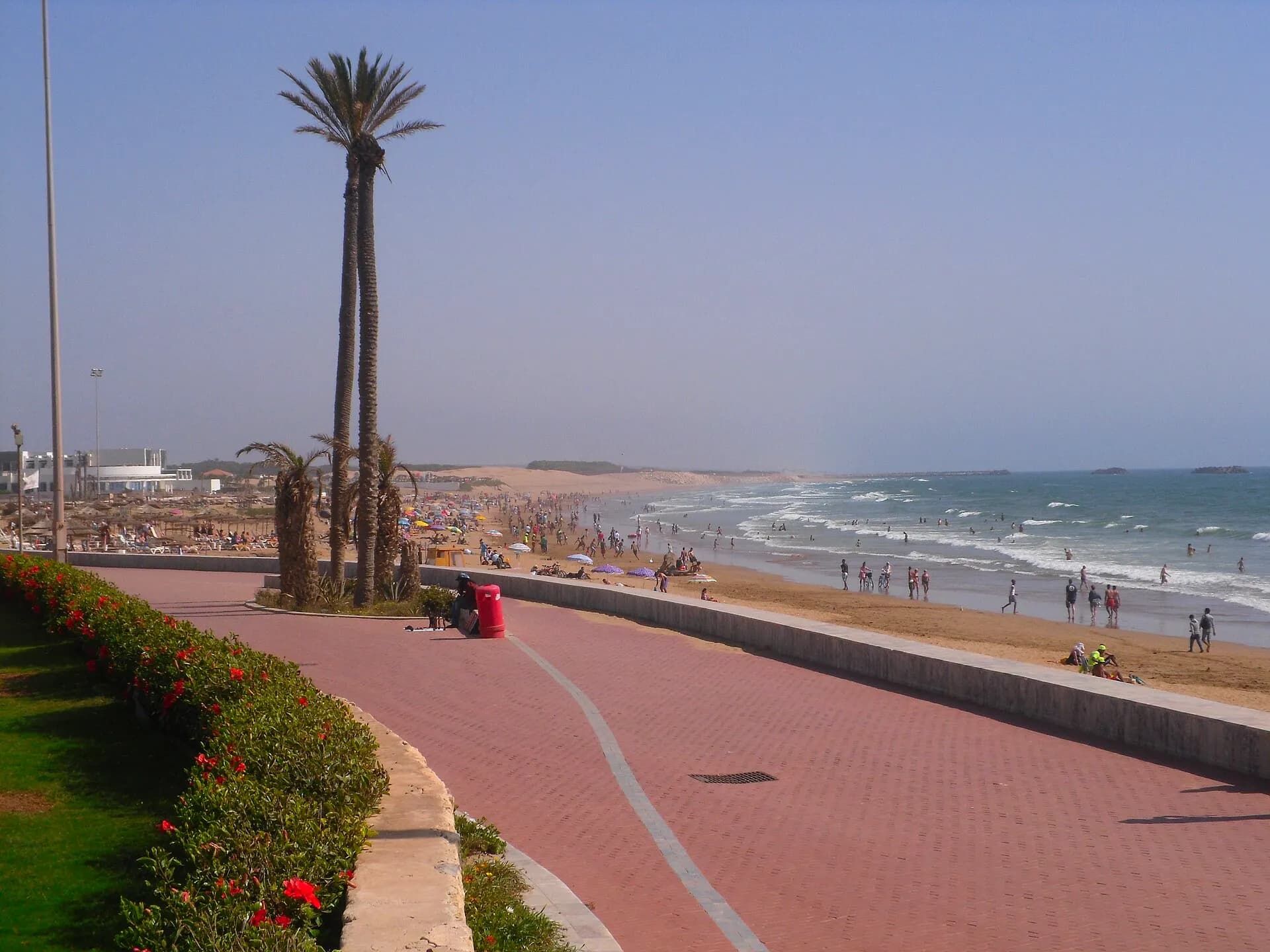 Palm-lined beach promenade in Agadir